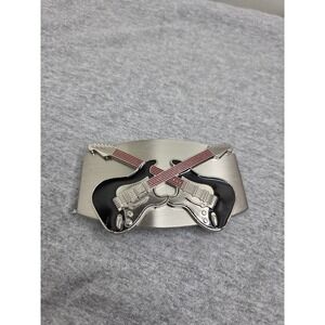 Double Fender Electric Guitar 3D Belt Buckle Music Rock